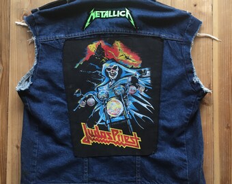 Vintage 1980s Heavy Metal Denim Vest 