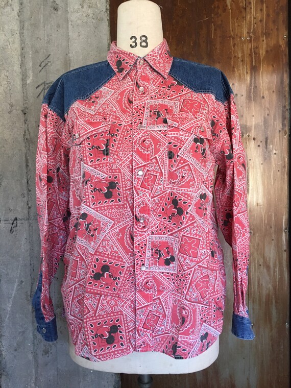 Vintage 80s Mickey Disney japan western style cowb