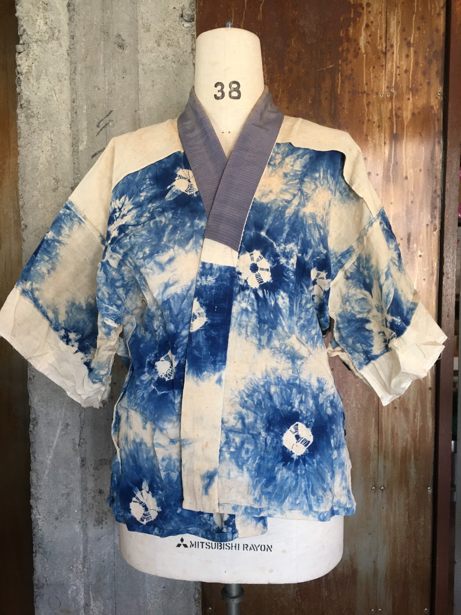 Vintage 30s Japanese Kimono Underwear Indigo Tie Die and Silk Etsy