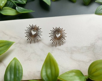 Herz Burst Ohrstecker | Herz Ohrringe | Sun Burst Schmuck | Edelstahl Ohrstecker | Boho Ohrringe | Geschenke für Sie