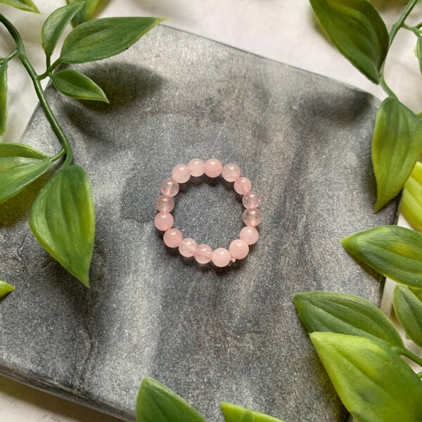 Ring of Love | Rose Quartz Stone Ring | Elastic Rose Quartz Ring | Stone Ring |