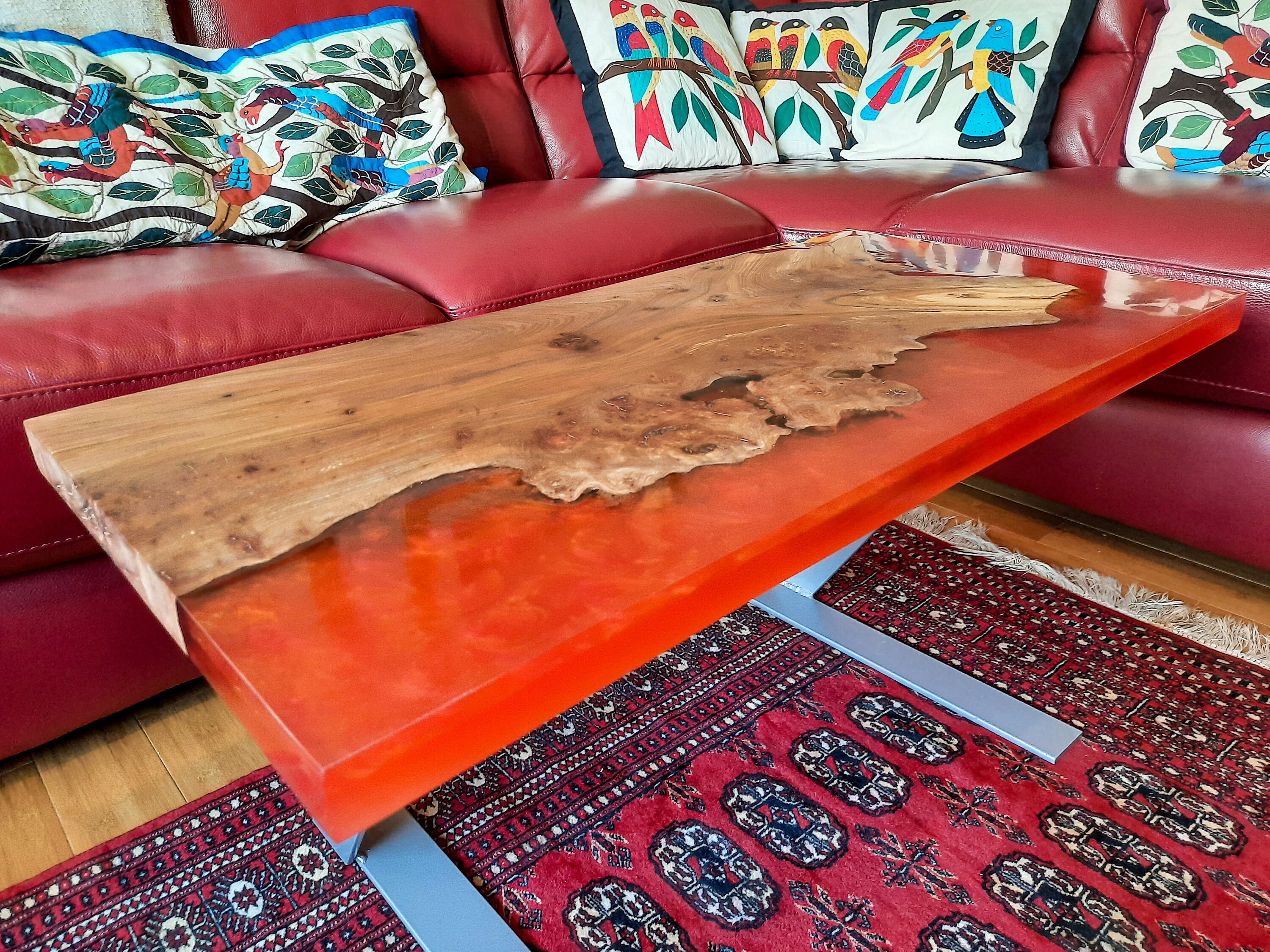 Epoxy Resin Coffee Table Hardwood Elm Side Table Handmade Etsy