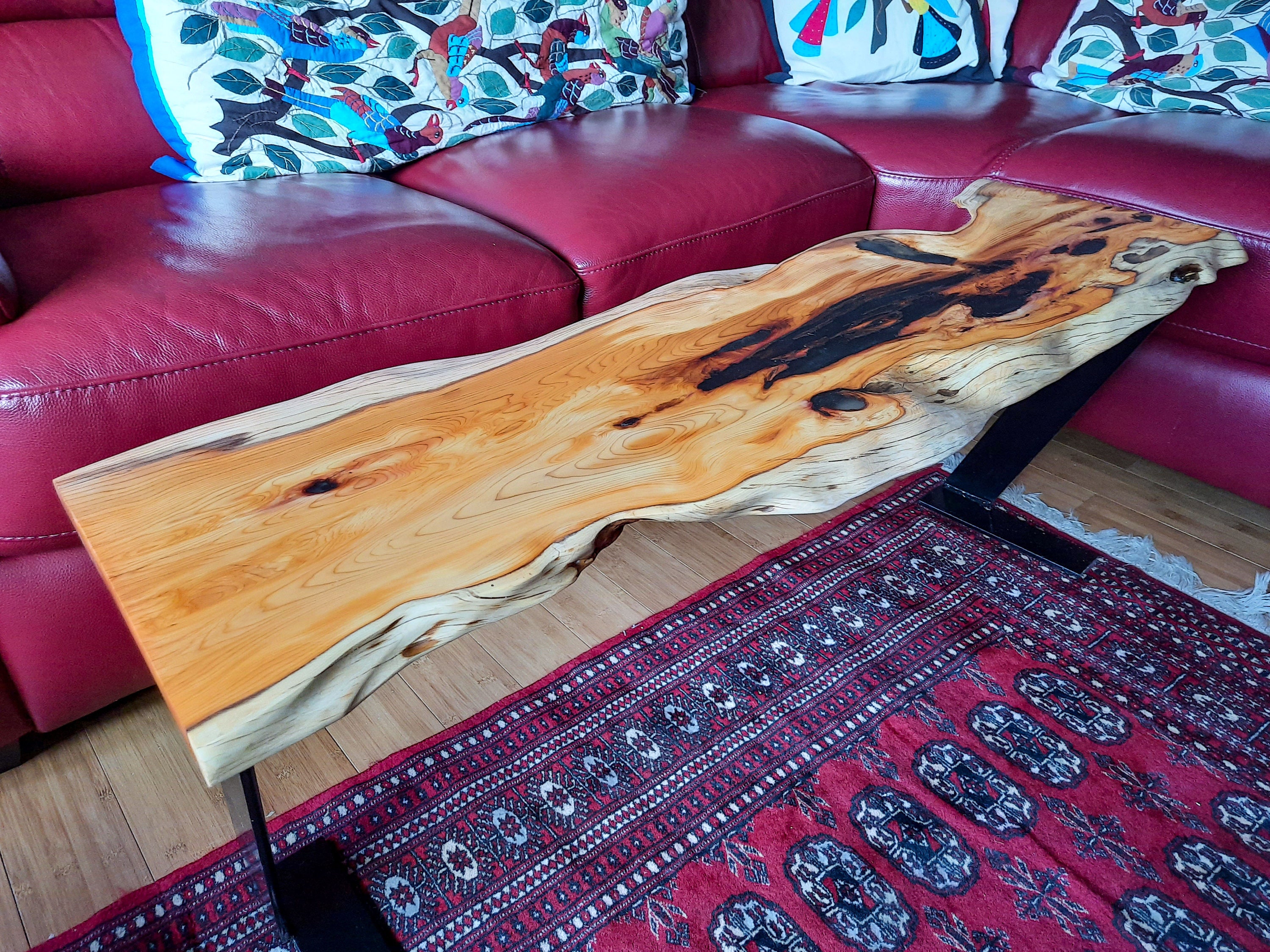 Live Edge Coffee Table Black Epoxy Resin Table Yew Etsy