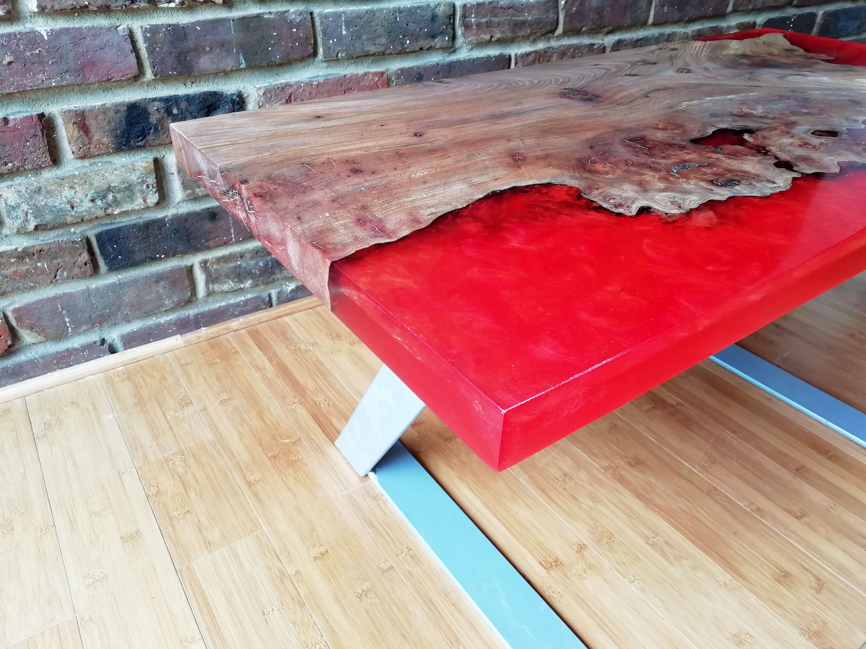 Red Epoxy Resin coffee table Handmade hardwood coffee table Etsy