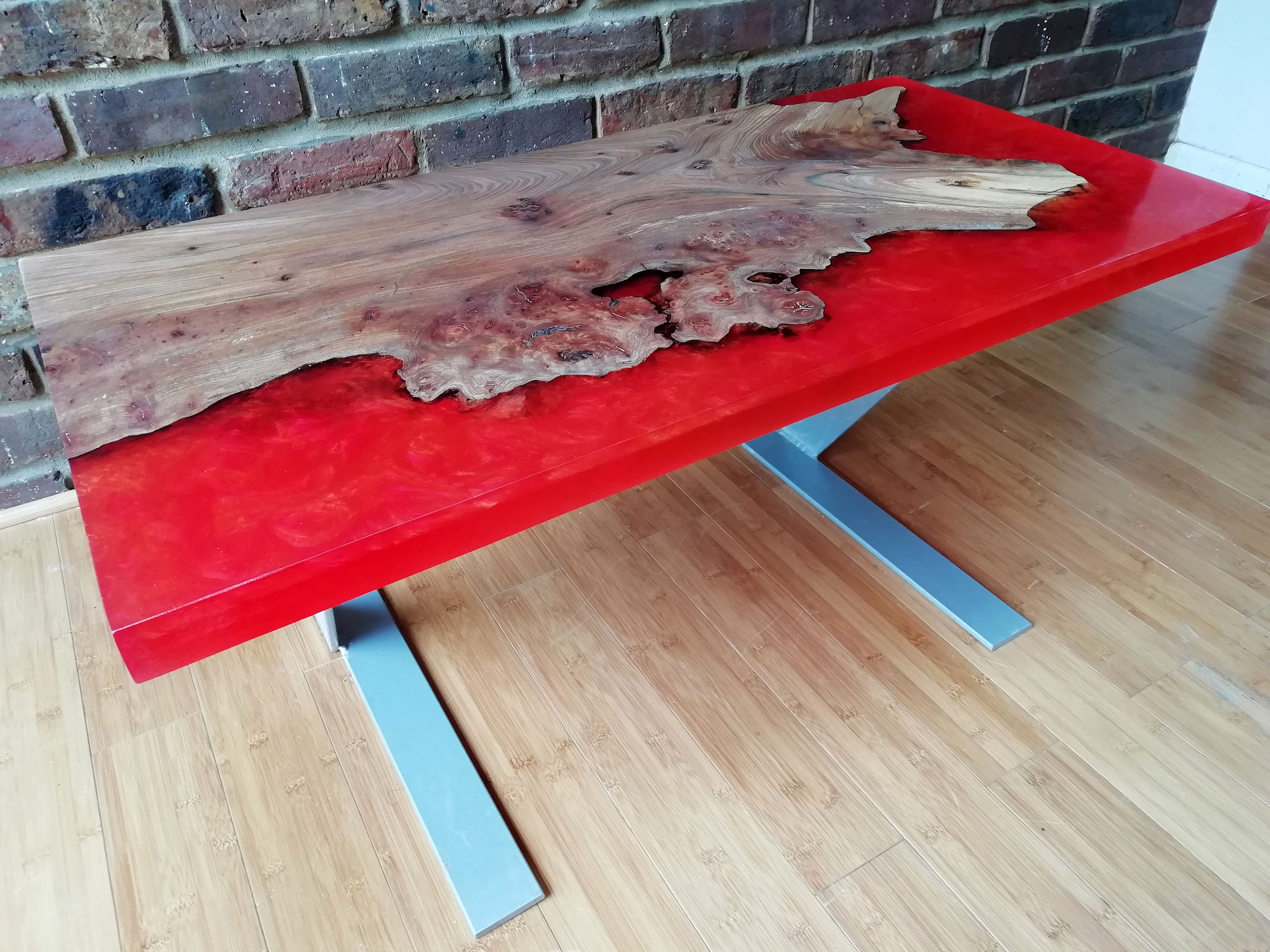 Red Epoxy Resin Coffee Table Handmade Hardwood Coffee Table Etsy UK
