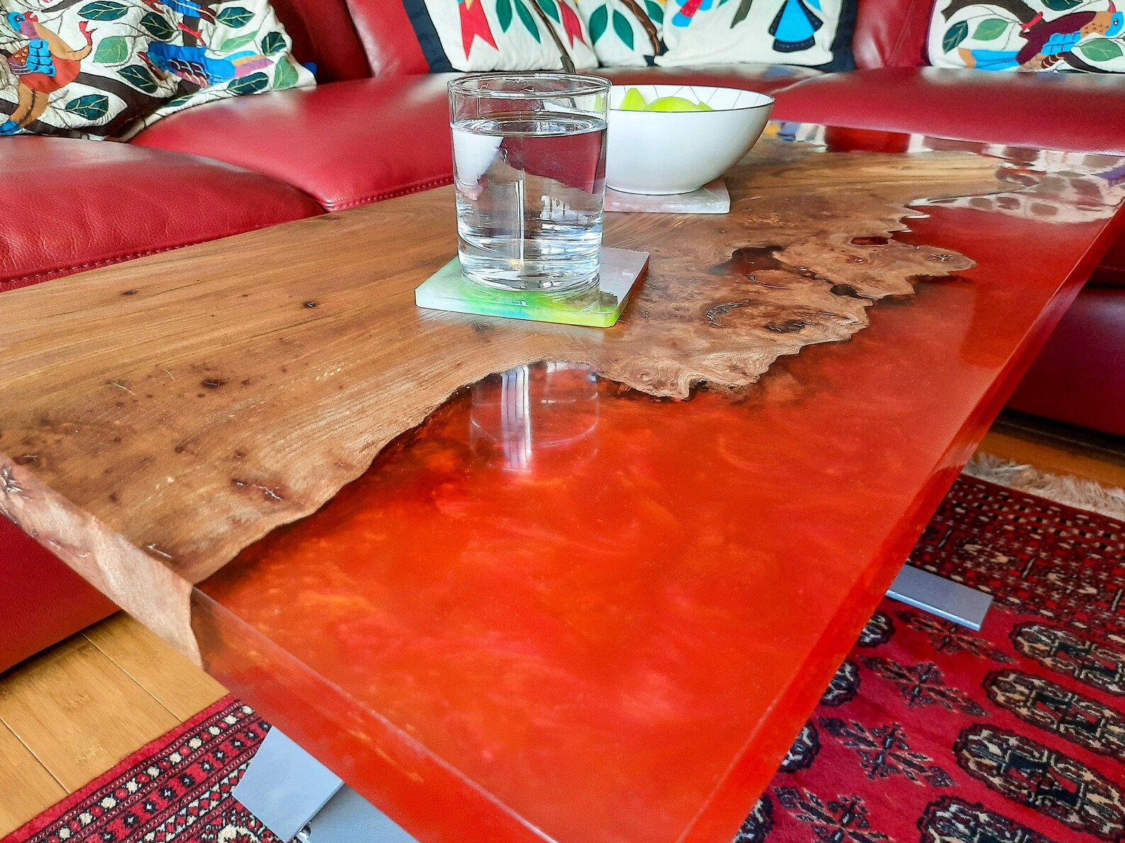 Epoxy Resin Coffee Table Hardwood Elm Side Table Handmade Etsy