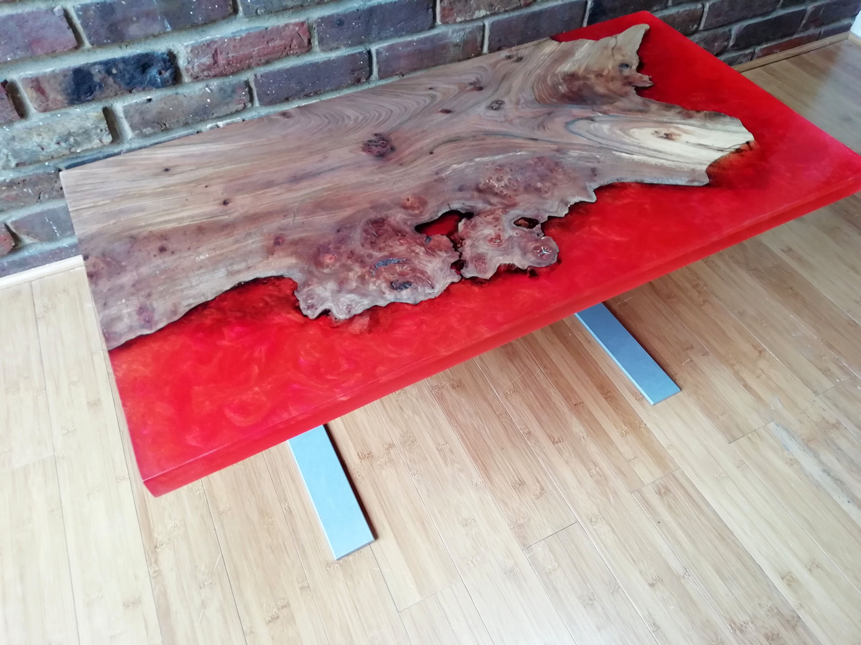 Red Epoxy Resin coffee table Handmade hardwood coffee table Etsy