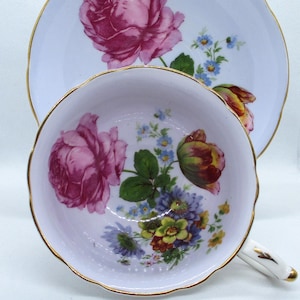Vintage Paragon Floral Pattern Teacup and Saucer. Bone China. England