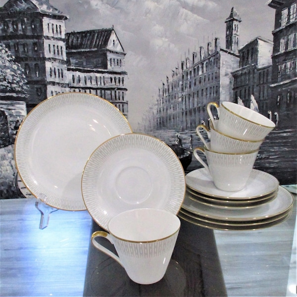 Vintage Art Déco Winterling Bavaria Tea / Coffee Set pour 4.  Allemagne. Bavière