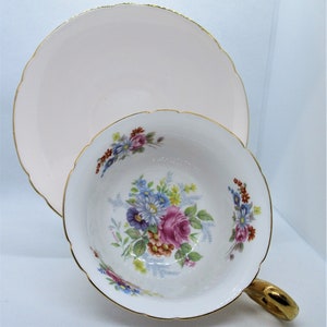 Vintage Shelley Pale Pink with the Flowers Teacup and Saucer. Bone China. England