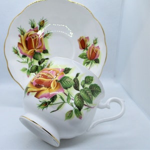 Vintage Royal Albert Rose Pattern Teacup and Saucer. Bone China. England.