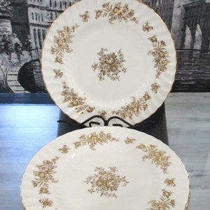 Minton Set of 6 Dinner Plates Marlow Gold Pattern. England 10 1/2&quot;