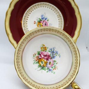 Vintage Crown Staffordshire Teacup and Saucer. Bone China. England
