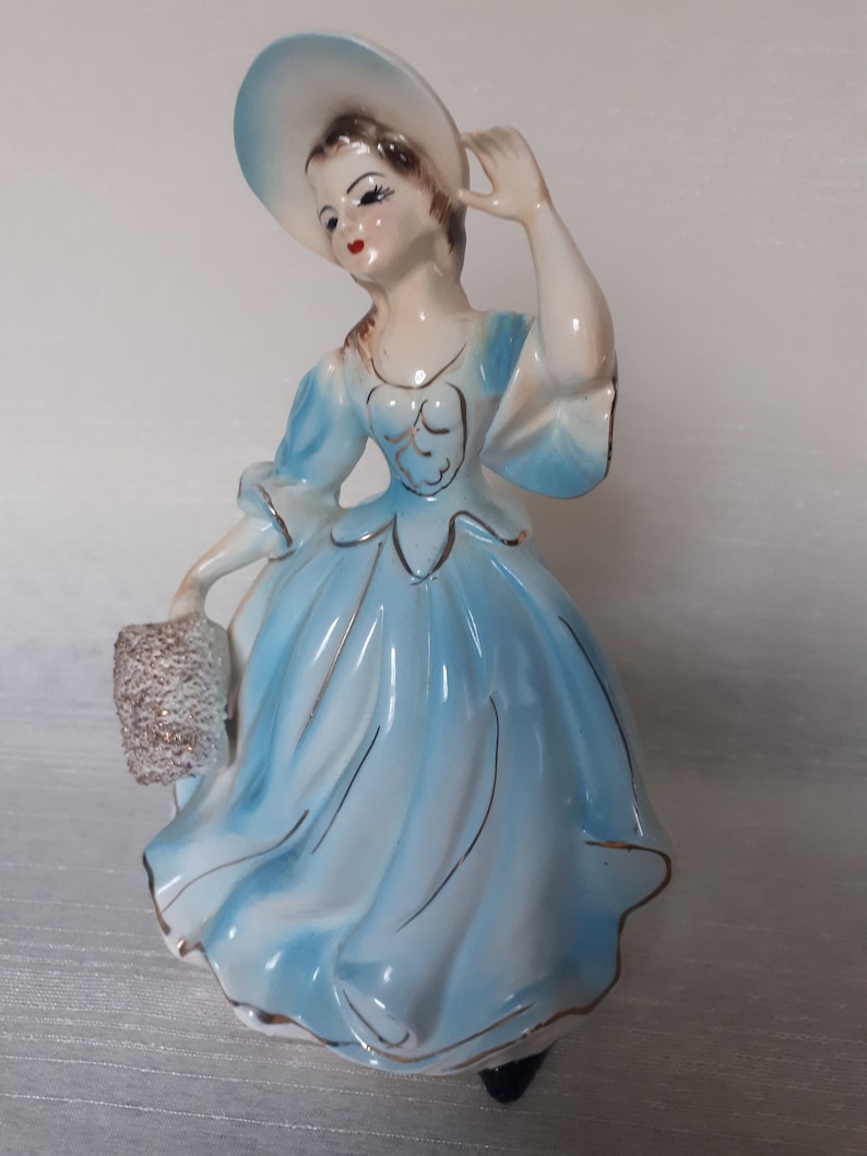 Vintage Lefton Figurine. Blue Victorian Lady. Porcelain ESD Etsy