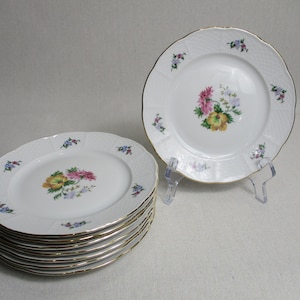 Vintage T.K. Thun Country Garden Set med 8 salladstallrikar. Tjeckoslovakien
