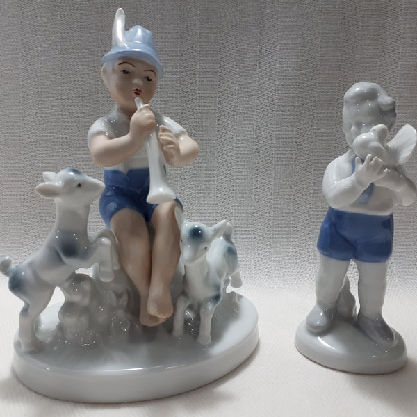 Réservé à Suzie. 2 figurines vintage Gerold Porzellan Bavaria Boy, Allemagne de l'Ouest