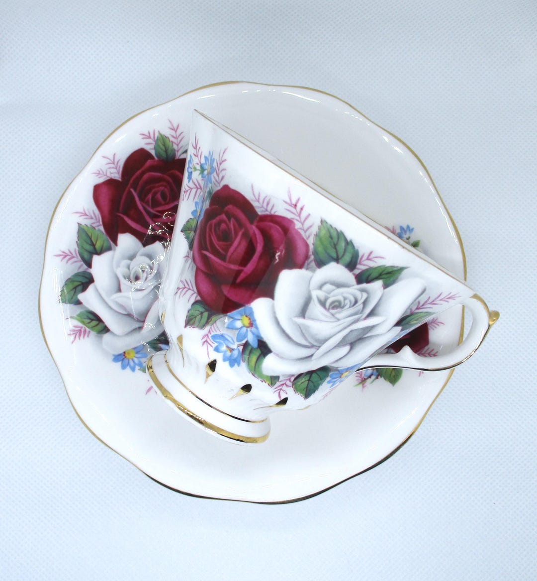 Vintage Queen Anne Rose Pattern Teacup and Saucer. Bone China. England ...