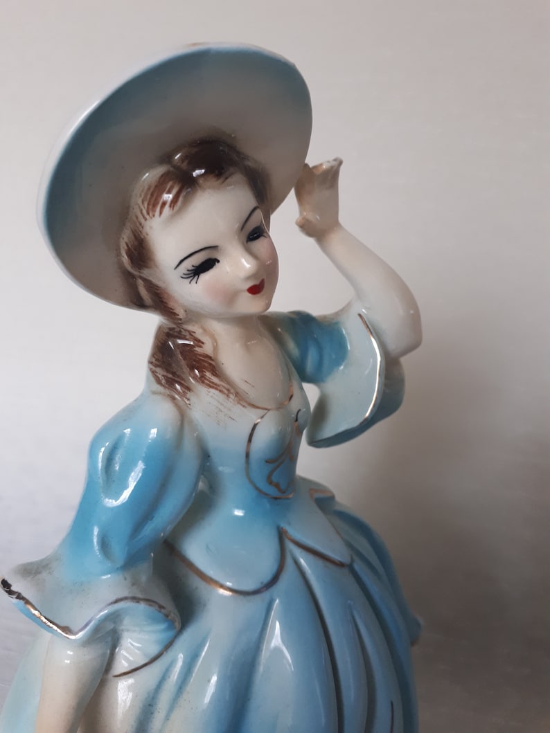 Vintage Lefton Figurine. Blue Victorian Lady. Porcelain ESD Etsy