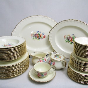 Antique Grindley Creampetal Gold Trim Dinnerware and Tea Sets. England. Never been used sets