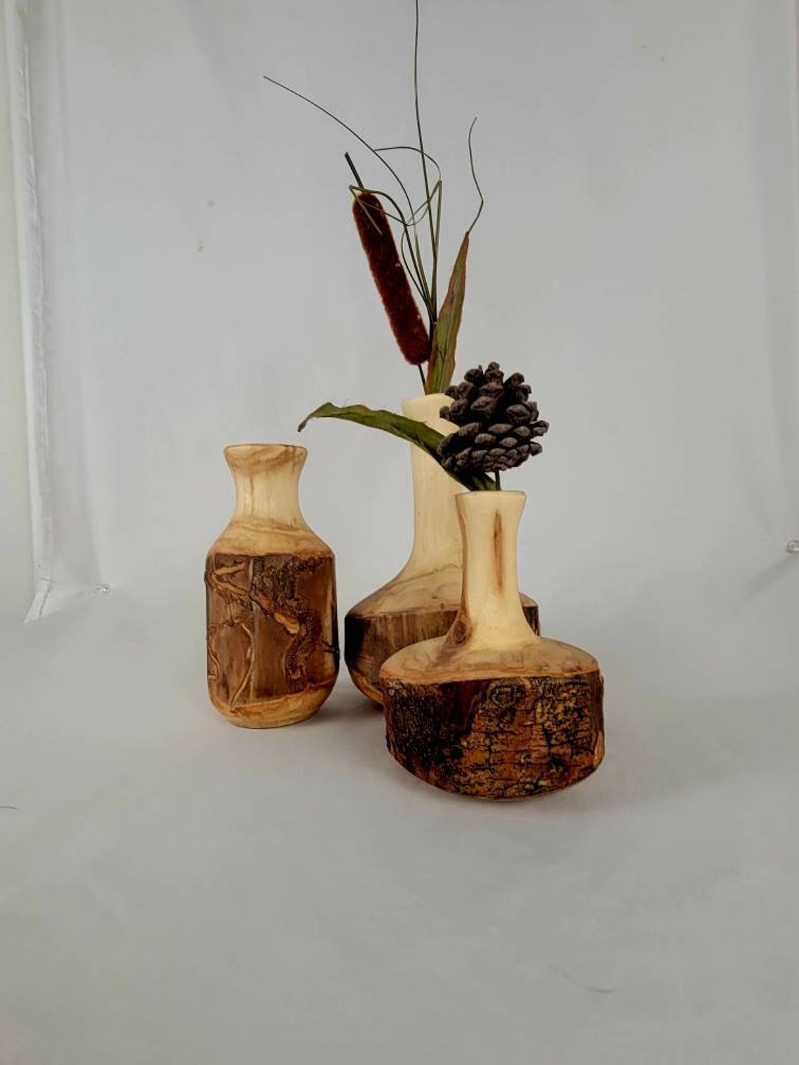 Twig Pots Set of 3 Rustic Twig Pot Vases. Aspen Wood Home Etsy