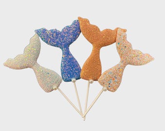 Cupcaketoppers met glitter zeemeerminstaart | Onder de zee verjaardagsfeestje decor | Feestartikelen zeemeermin | Taarttopper babyshower