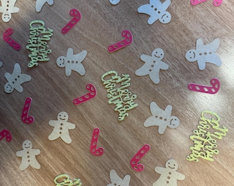 100 stuks schattige kerstconfetti | Glitter vrolijk kerstfeest | Gingerbread Man | Zuurstokken | Geweldig voor feestjes!  | Witte olifant!