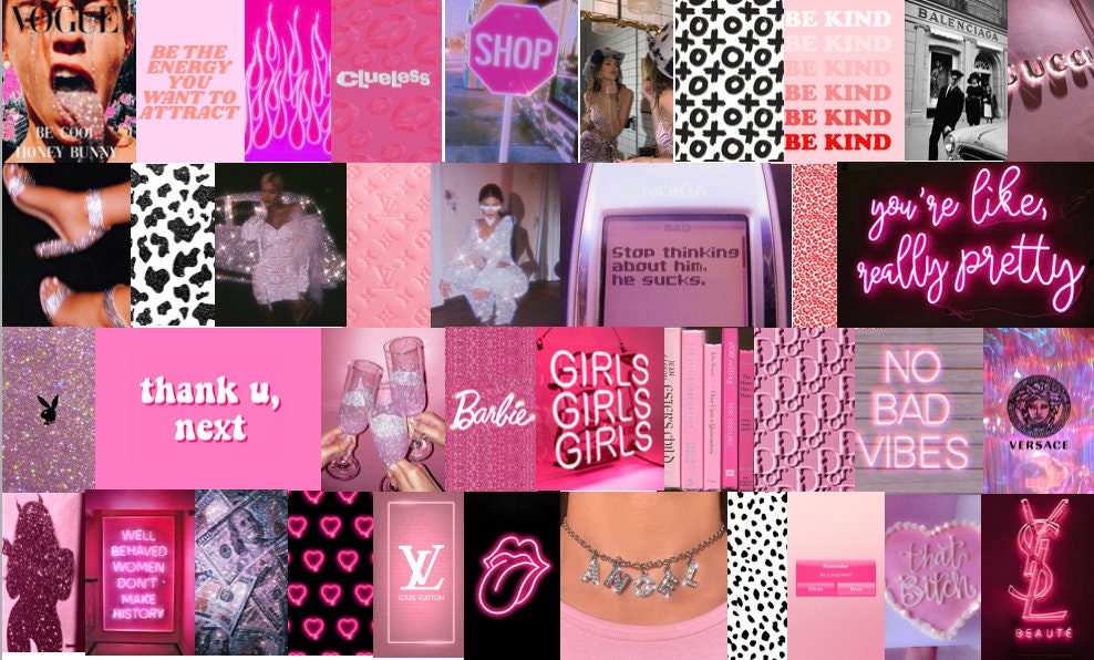 Photo Wall Collage Kit Boujee Hot Pink Baddie Aesthetic Set | lupon.gov.ph