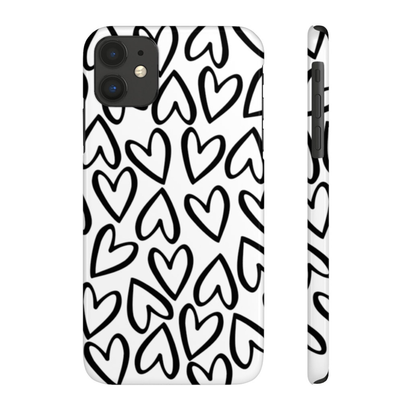 Love Heart Black Case Mate Slim Phone Case Etsy