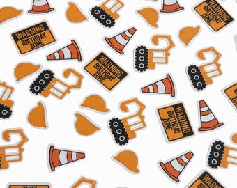 Verjaardagsconfetti voor de bouw | 100 stuks Builder Party-tafelstrooisel | Decoraties voor helm, graafmachine en waarschuwingsverjaardagszone