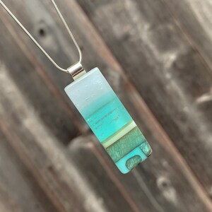 Pretty necklace: Fused glass pendant, 18” Sterling Silver Chain