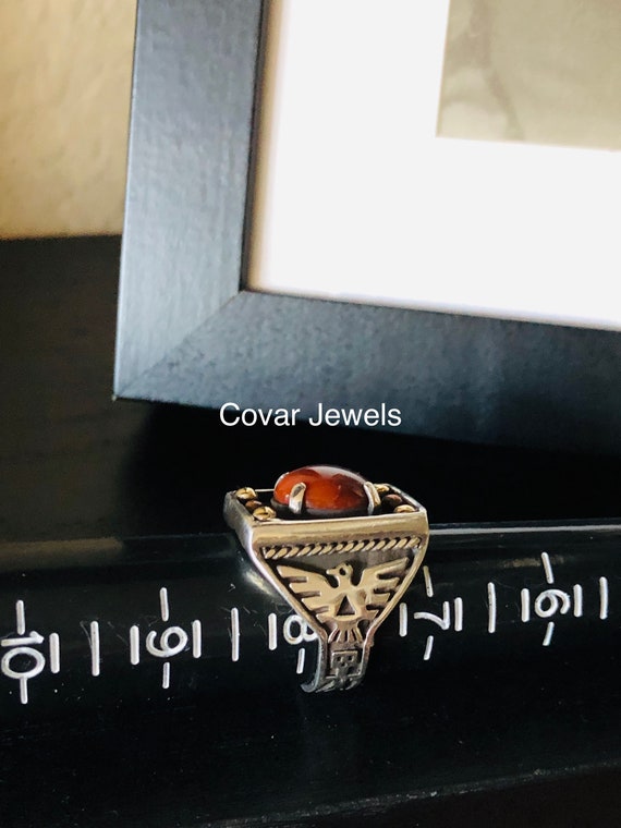 Sterling Silver Gold and Gemstone Ring - image 3