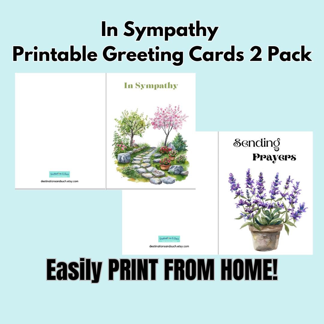 Printable in Sympathy Card Sending Prayers Card Printable Greeting Card ...