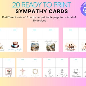 Printable Sympathy cards Set of 20 printable cards Ready to Print Minimalist Line Art cards Instant Digital Download Watercolor Blank Cards