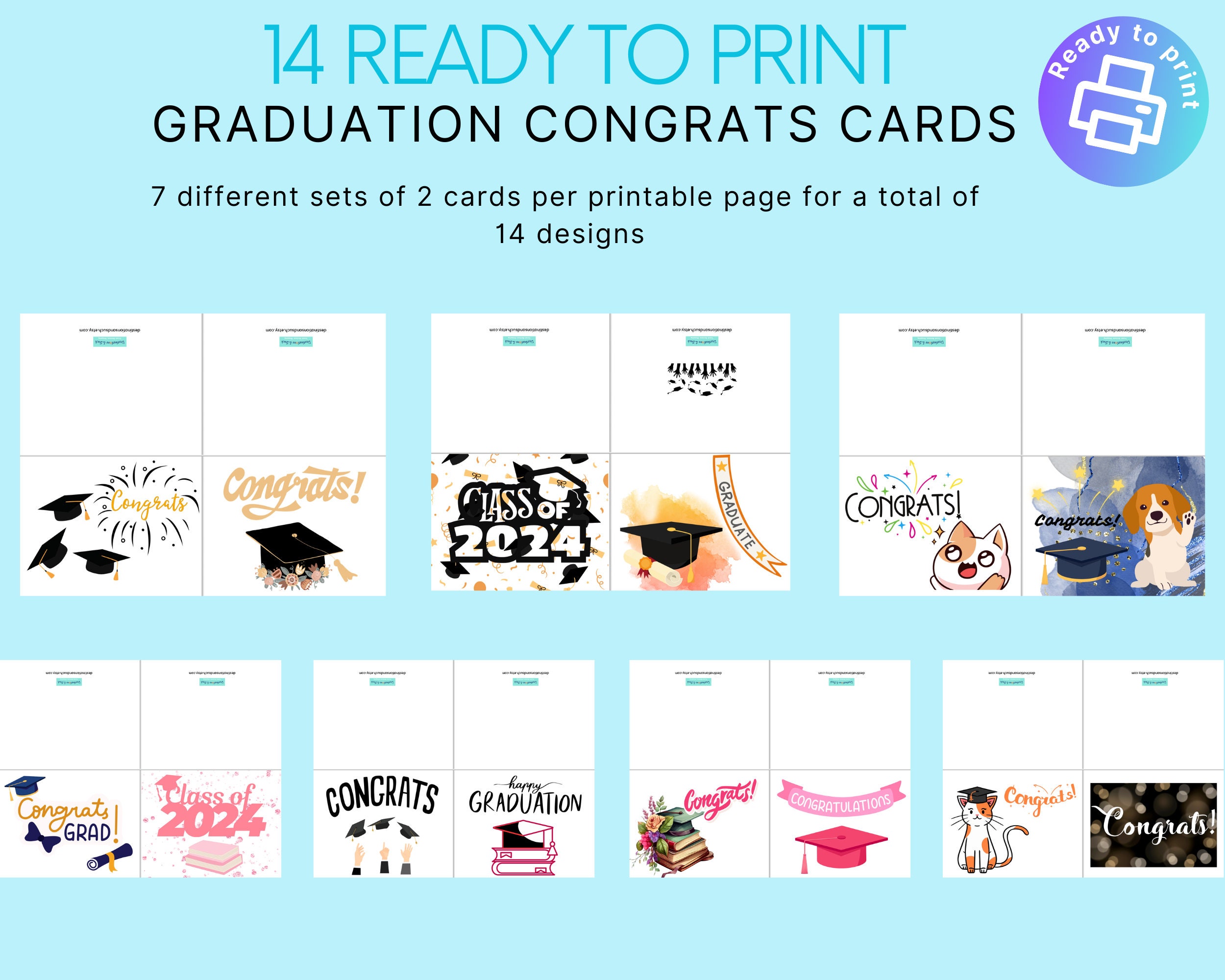 Grads Imagepdf Printable Cards for Graduation Congrats Set of 14 Cards Celebrate Grads ...