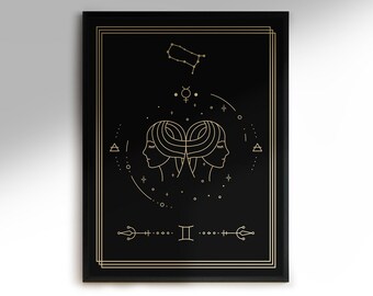 Gemini Zodiac Print: Constellation Illustration (Digital Download)