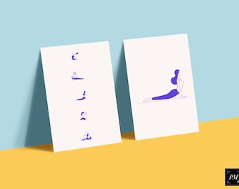 Impresión artística de posturas de yoga: Póster minimalista de yoga (descarga digital)