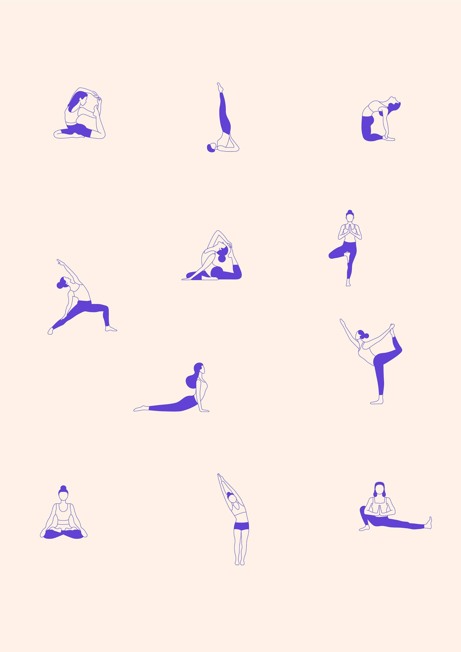 Printable Art Yoga Poses Printable Wall Art Yoga Print Decor, Digital Download Yoga Poster - Etsy