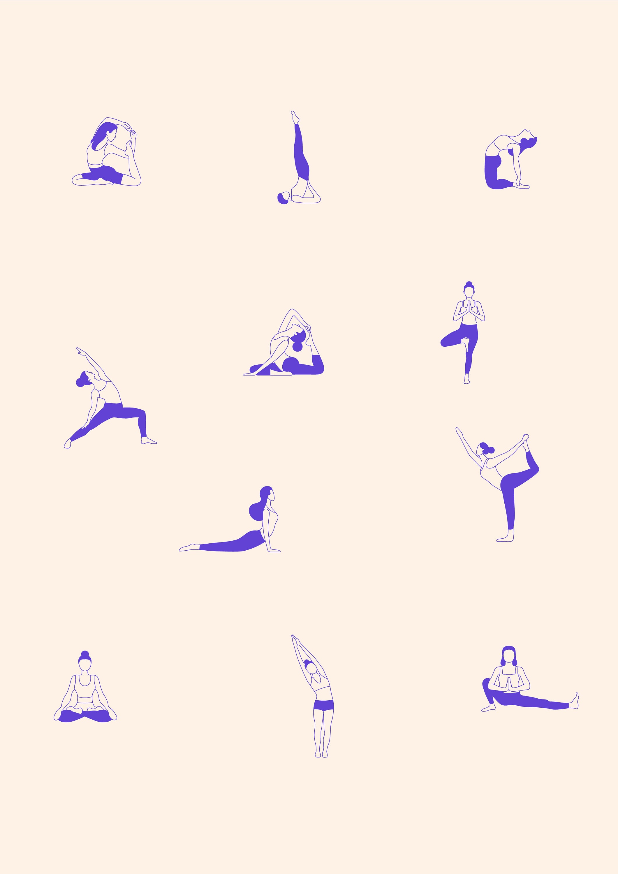 Printable Art Yoga Poses Printable Wall Art Yoga Print Decor, Digital ...