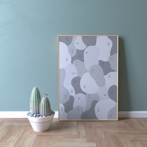 Printable Art || Sad Printable Art || Wall art || Minimalist print || Decor, Digital Download Poster || Face sad blobs