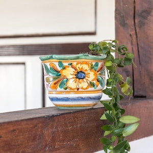 Italienischer Majolika Übertopf Blumentopf Jugendstil