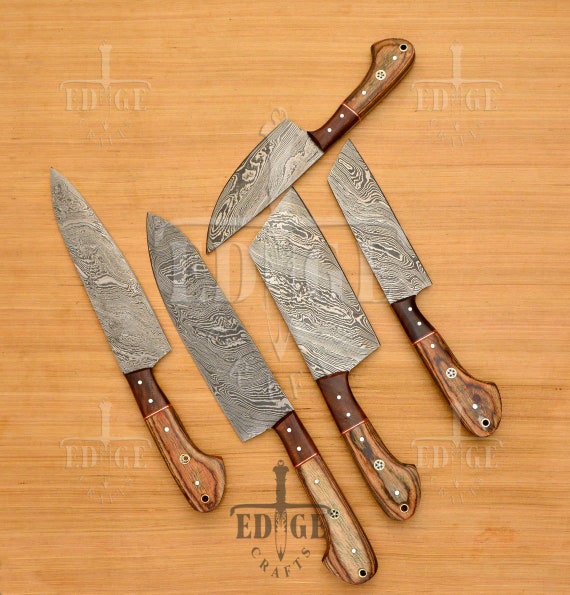 Custom Handmade Professional Damascus Steel Chef Knife Set 5 Pieces, Kitchen  Chef Set, Chef Knives, Professional Knives, Collectible Knives 