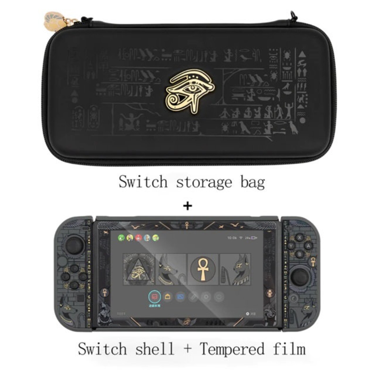 Nintendo Switch Shell / Black Egypt Style Hard Cover / Etsy