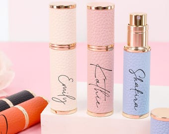 Personalised Faux Leather Refillable Perfume Atomizer/ Enragved Travel Perfume Bottle/ Personalised Perfume Atomiser/ Bridal Party Gift Idea