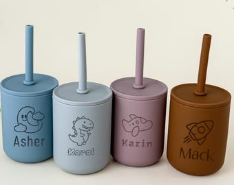 Tazza in silicone personalizzata con incisione da 7 once per neonati/Bicchiere anti-perdita/Regalo personalizzato per bambini piccoli/Pasqua e baby shower/Ideale per il primo compleanno