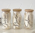Customized Glass Tumbler/ Bridesmaid Gift/ Iced Coffee Tumbler/ Maid Of Honor Gift/ Bridesmaid Proposal/ Bachelorette Party/ 16oz Glass Cup