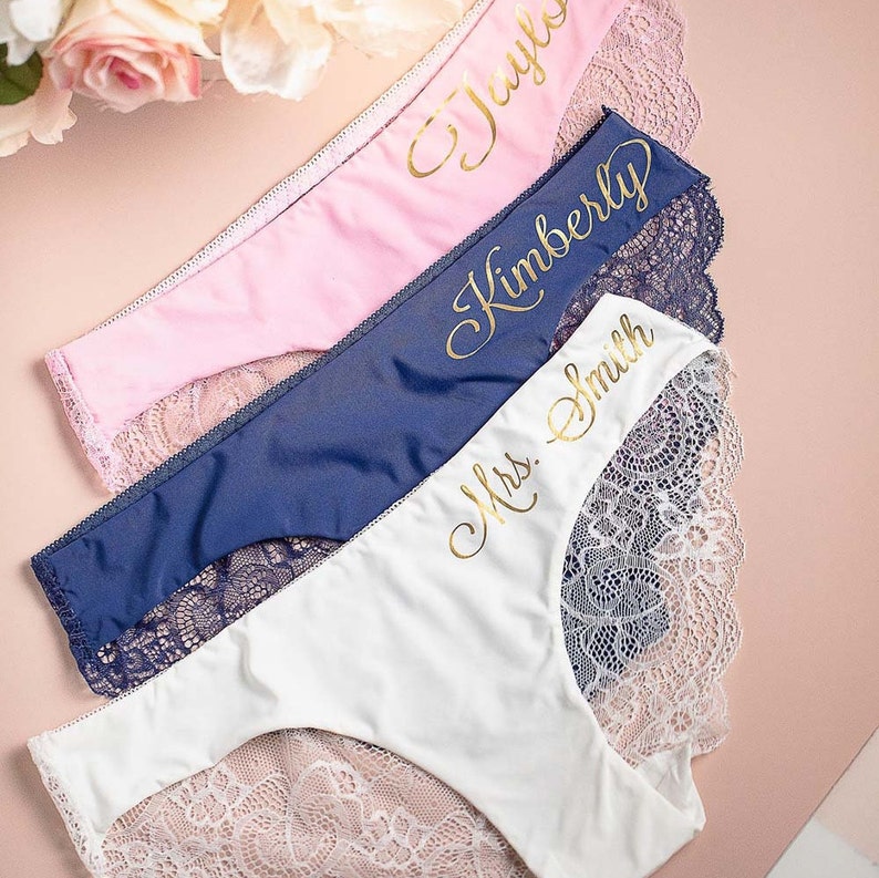 Bride underwear lace wedding underwear Bride gift custom gift for bridesmaids hand gift honeymoon gift lace thong bachelor party gift image 1