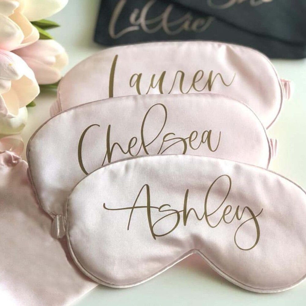 Birthday Gift Customized Sleep Mask Satin Eye Mask Silky Cute Bridesmaid Gift Pajamas Robe Party And Bridal Party Gift Mob Eye Masks