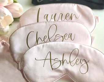 Customized sleep mask satin eye mask silky cute bridesmaid gift pajamas robe party and bridal party gift