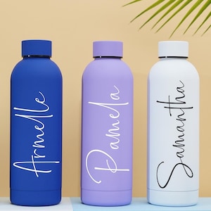 Personalized Stainless Steel Water Bottle, Custom Cup with Lid, Metal Tumbler, Groomsman Gift, Dad Gift, Bridesmaid Gift, Bottle for Gym