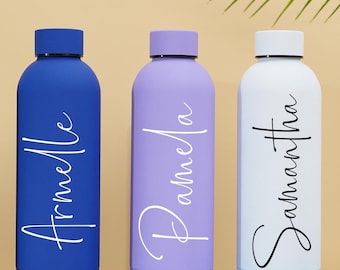 Personalized Stainless Steel Water Bottle, Custom Cup with Lid, Metal Tumbler, Groomsman Gift, Dad Gift, Bridesmaid Gift, Bottle for Gym